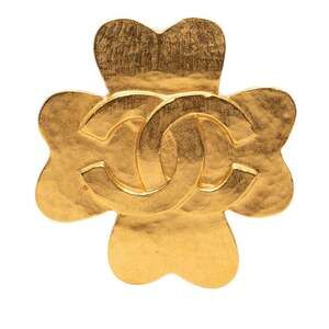 CHANEL Vintage Gold Logo Brooch